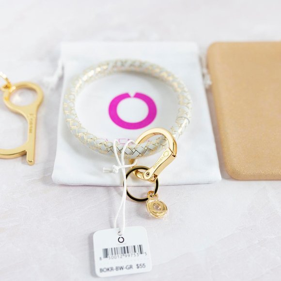 Oventure Leather Big O® Key Ring - Gold Rush Basketweave and Mini Silicone Pouch - Picture 3 of 3